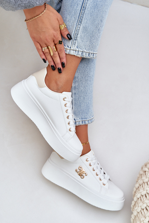 Dámske Tenisky Na Platforme Bielo-Bežové Temittes