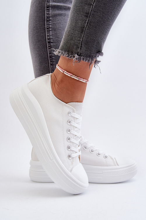 Dámske tenisky na masívnej platforme Biele Amyete