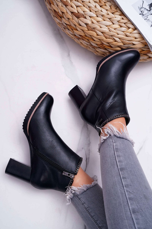 Dámska vysoká podpätka kožená veľká hviezda Black BB274618