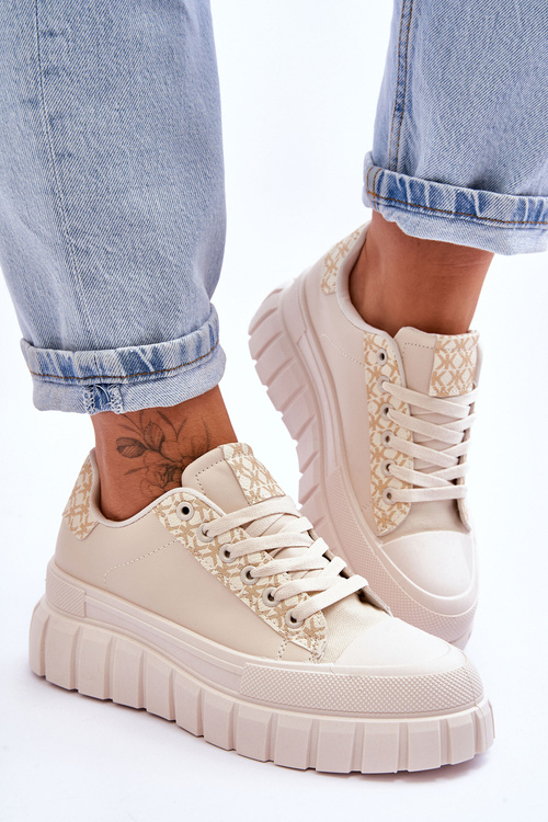 Dámska kožená športová topánka na platforme Alison Béžová platforma