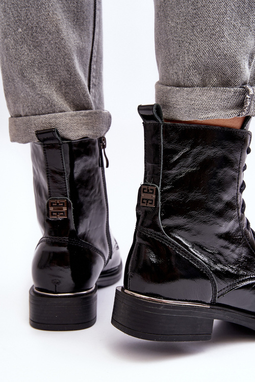 Pohodlné Lakované Zateplené Botky Černé Lemar Revin