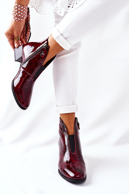 Kožené izolované vysoké podpätky Maciejka 04777-23 Bordo