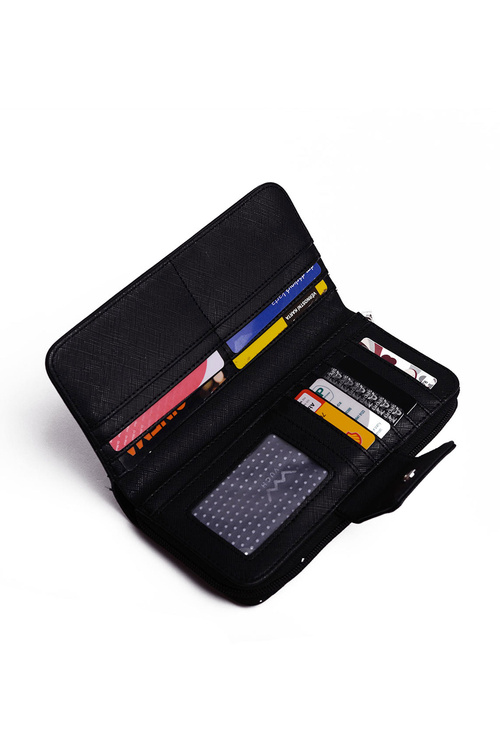 Veľká dámska peňaženka na čiernom zipsu Huntress