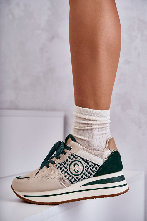 Módne dámske športové topánky na Aernne Béžovej a zelenej klinách