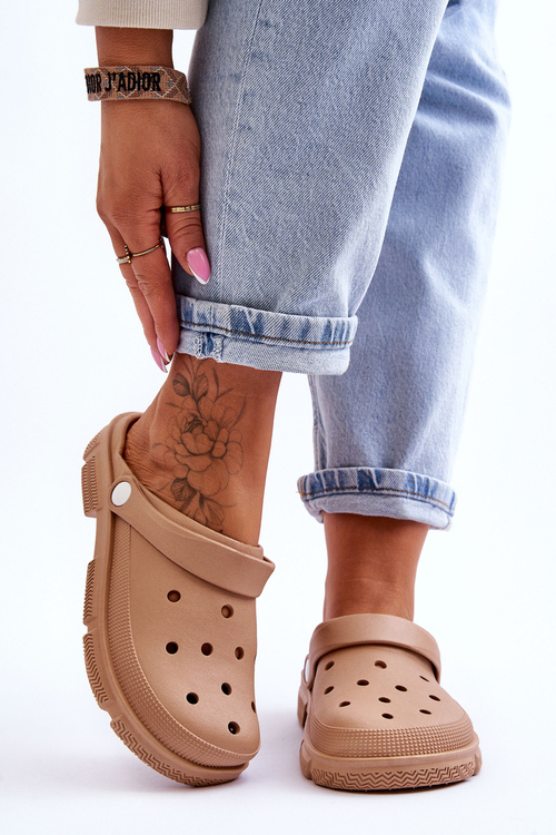 Dámske gumové rabiny hnedé kroky