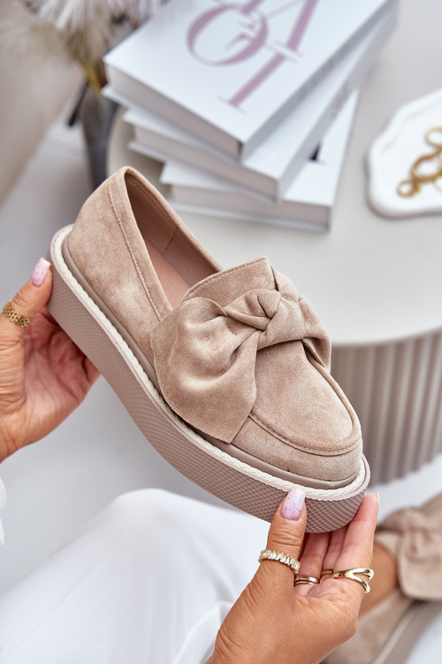 Dámske Mokasíny Na Platforme S Mašľou Béžové Naivine