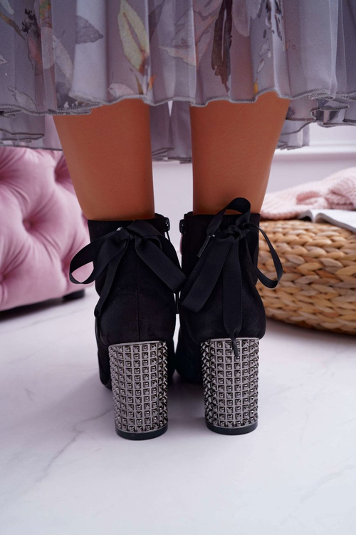 Dámské Kotníkové Boty Na Podpatku Rock Se Zipem černé Stein