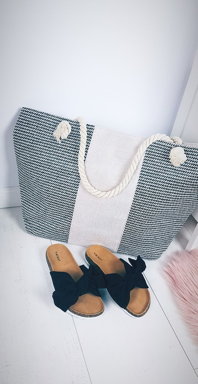 Veľká taška na pláž s čiernou šnúrou