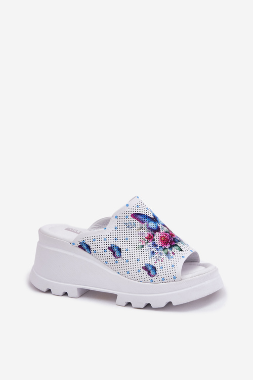 Dámske Kožené Sandále Na Klíne Artiker 56C0428 Biele