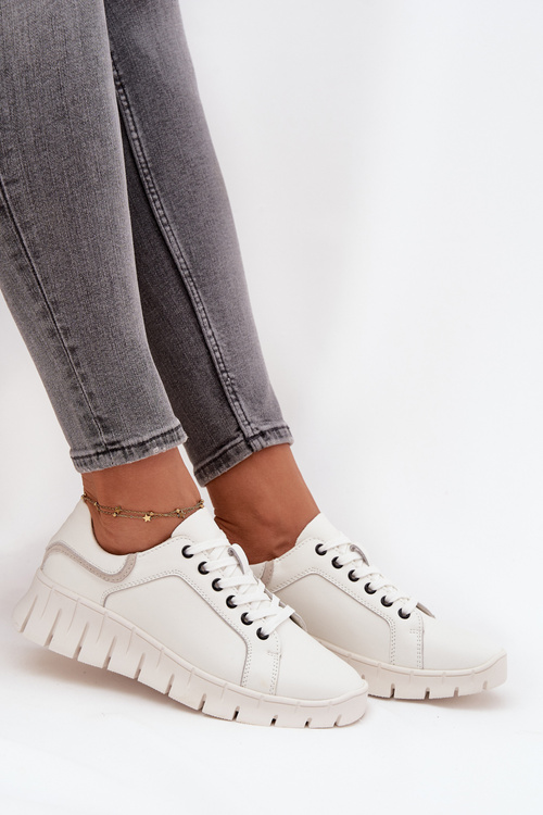 Kožené dámske poltopánky Vinceza 41493 Biele