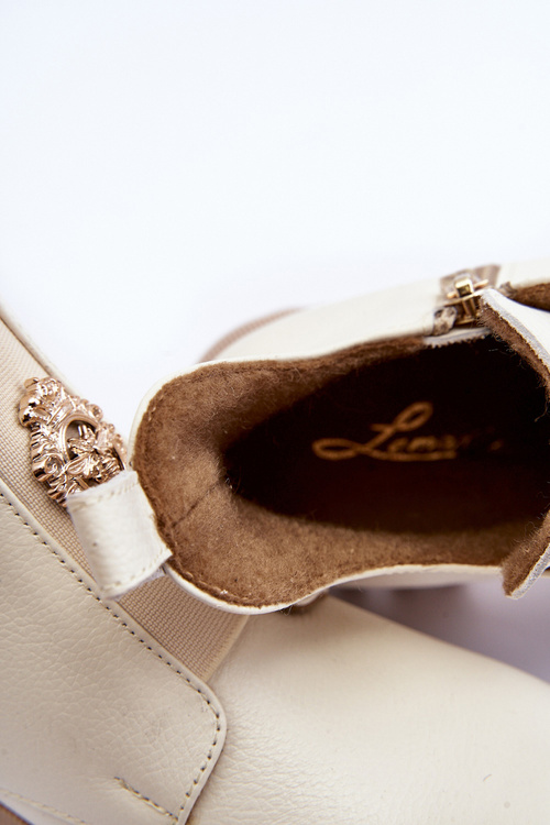 Dámské kožené boty se zdobením světle béžové Lusanna