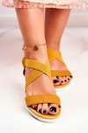 Dámske sandále na klinoch žltá vkĺzla Harper