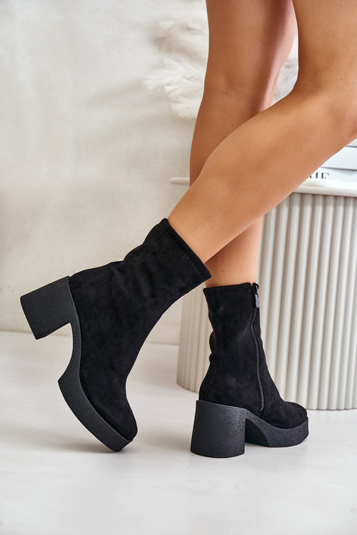 Dámské Botky Na Platformě A Masivním Podpatku S.Barski HY42-739 Černé