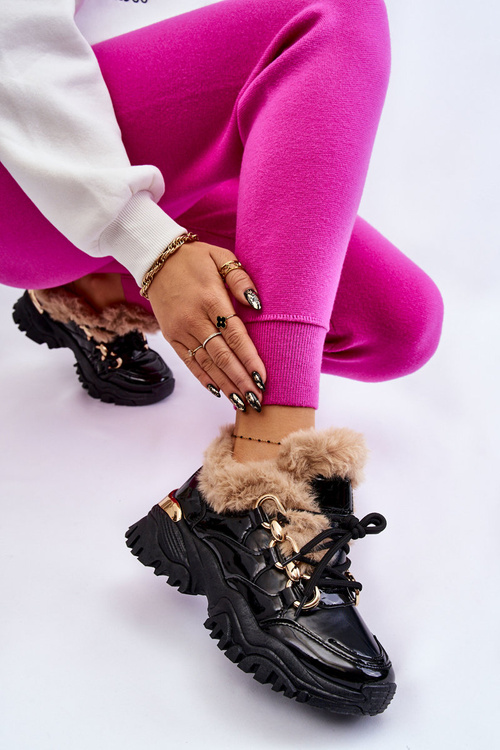 Dámské zateplené sportovní boty Šněrovací cerné Kerberos