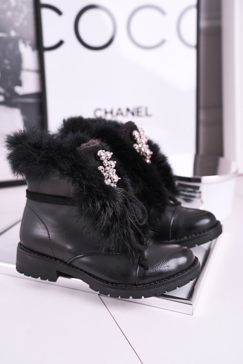 Dětské Teplé Boty S Kožešinou Černé Ella