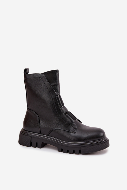 Zateplené botky workerky dámské na zip eko kůže černé Mailyra