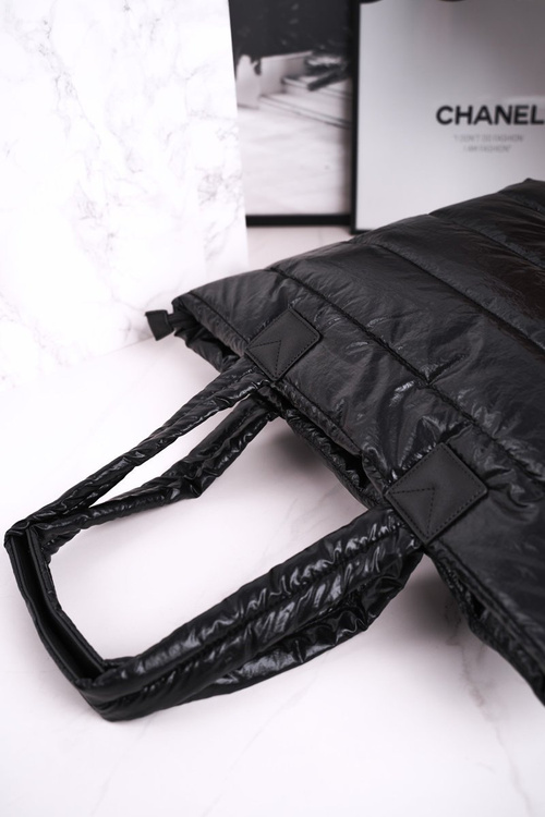 Velká Dámská Kabelka Shopper MONNARI BAG5720-020 černá Lesklá