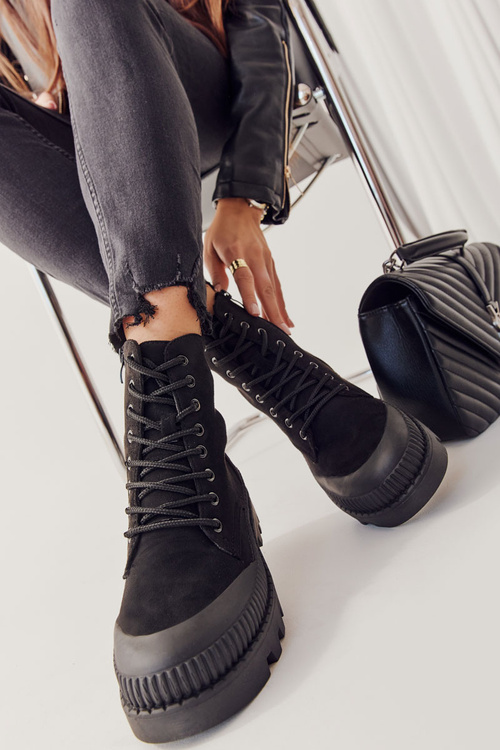 Semišové Boty Workery Černé Here I Am