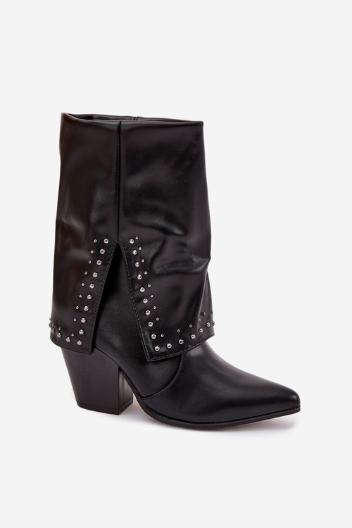 Kovbojky s obráceným kotníkem a zdobením zateplené Černé Inessia