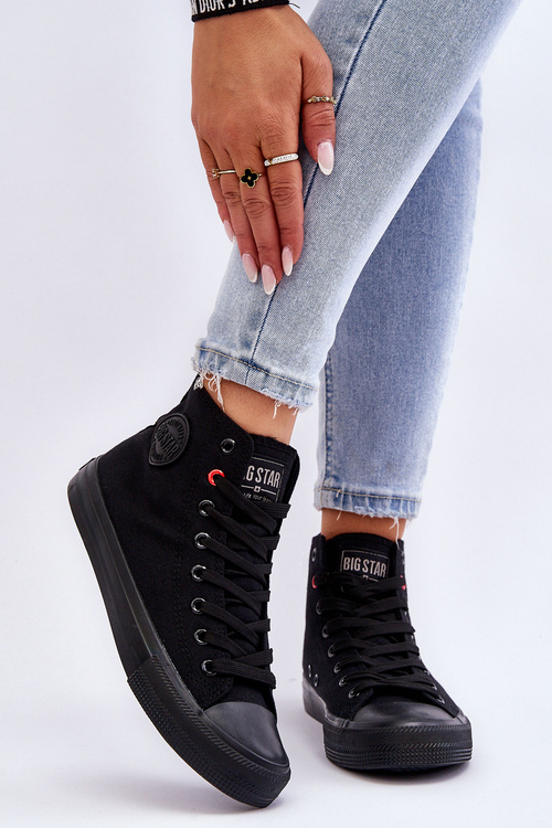 Dámska klasická vysoká hviezda T274033 Čierne tenisky