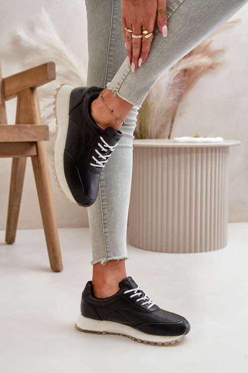 Dámské Sneakers Sportovní Obuv Z Eko Kůže Big Star OO274024 Hi-Poly System Černé