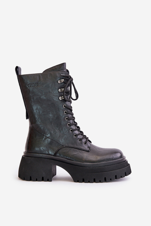 Kožené dámske teplé pracovné boty GOE OO2N4121 čierne