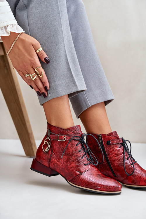 Dámske Kožené Lakované Čižmy Maciejka Červené 5743A-08