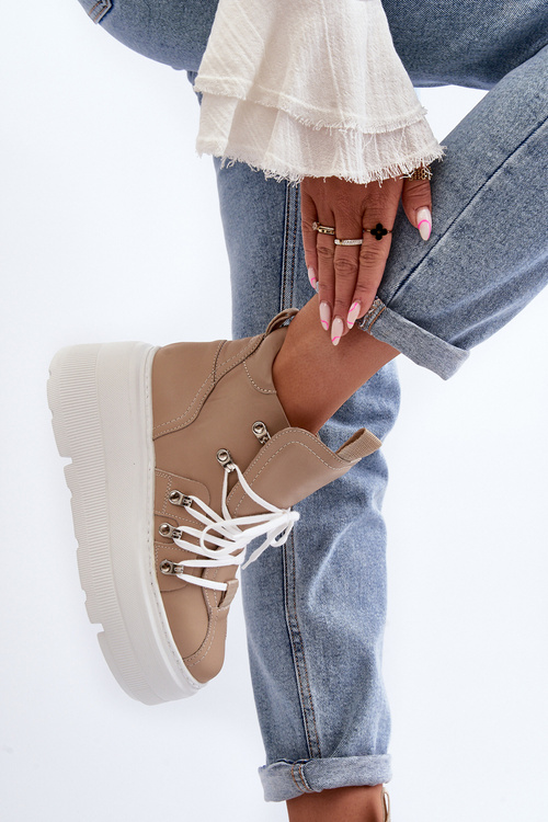 Zazoo 3416 Kožené Dámske Športové Topánky Bežové