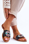 Dámsky módny flip -flops s dekoráciou Black Halsey