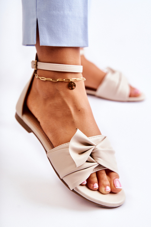 Módní dámské kožené sandály béžové Astana