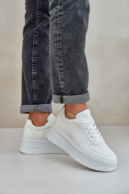 Dámské Tenisky Na Platformě S Dekorativním Šněrováním Bílé Mistra