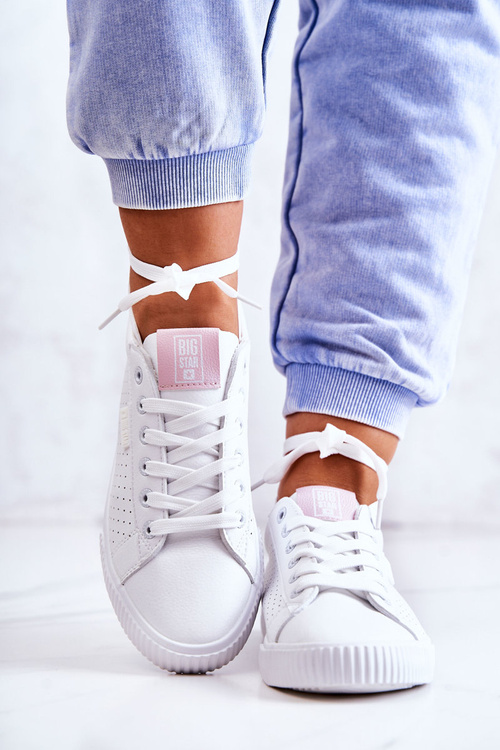 Dámské Kožené Tenisky BIG STAR HH274073 Bile-Růžové