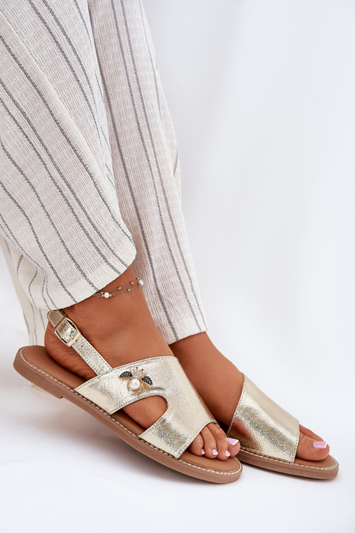 Dámske Ploché Sandále S Dekoratívnym Detalom Vinceza 17378 Zlaté
