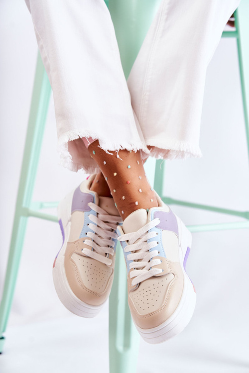 Dámska béžová francisová kožená športová topánka