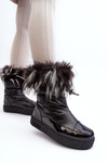 Dámske snehové topánky s kožušinou Black Big Star MM274379
