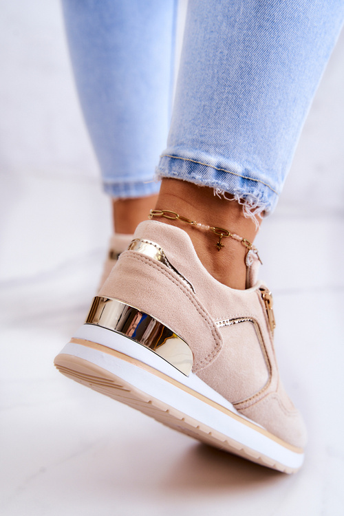 Suede Športové topánky na platforme Riverside Light Beige Platform