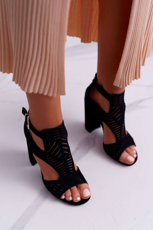 Dámske sandále na post Peep Toe Black Carmelita Post