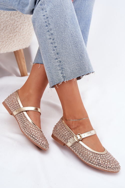 Zdobené Dámske Baletky S Pásom A Sponou Zlaté Avirae