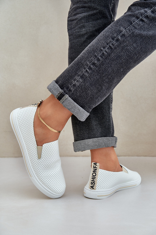 Nazúvacie eko kožené dámske tenisky s nápisom svetlo béžové Zalinne