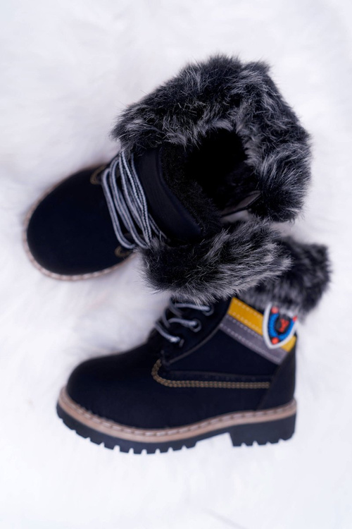 Dětské Chlapecká Boty Teplé černé Cobi