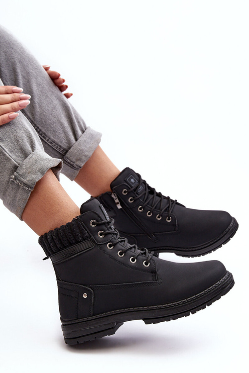 Dámské kožené trapery lemované černé Katalis