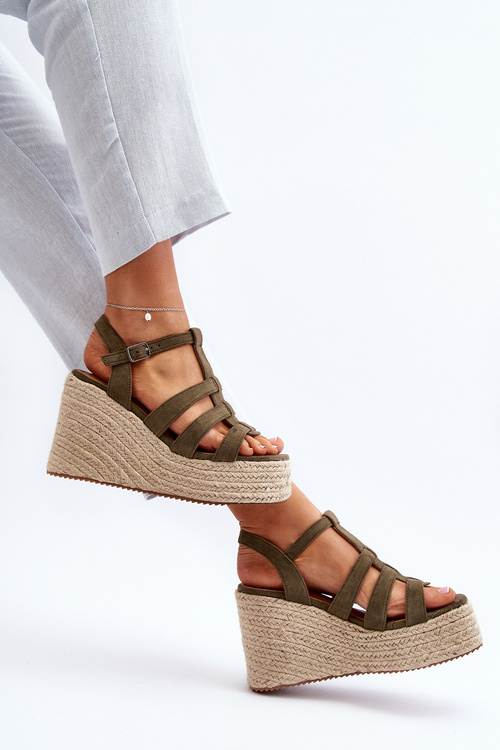 Sandále Na Klinu Z Pleteným Zeleným Gnosis