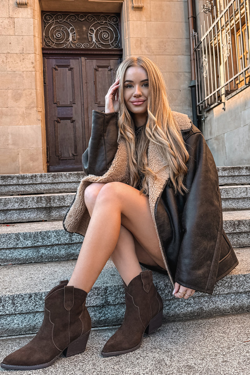 Skĺzavacie dámske kožené čižmy z prírodného semišu čokoládové Beretta