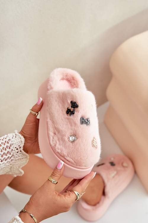 Dámské Kožené Pantofle Na Silné Podešvi S Připínacími Růžovými Zintoria