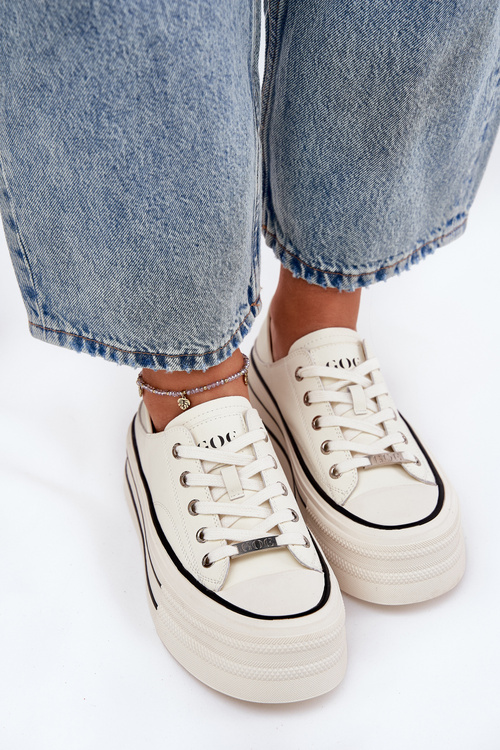 Dámske Kožené Tenisky Na Platforme GOE RR2N4106 Biele