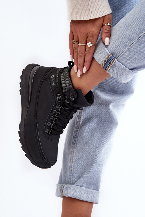 Trekkingové topánky čipky -up čiernej veľkej hviezdy MM274677