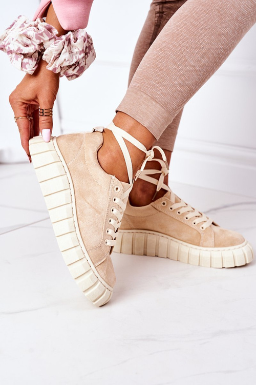 Semišové Tenisky Na Platformě Béžové Whatever