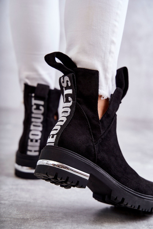 semišové kozačky s výřezy Černá Elvera