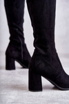 Klasické semišové vysoké boty na stehna černé Clarissa