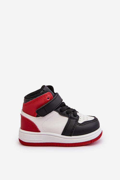 Vysoké detské športové topánky biele a červené teredite